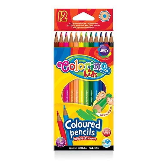  Hexagonal coloured pencils 12 colours Colorino Kids 14687PTR/1