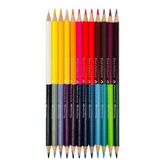 Double ended triangular coloured pencils 12 pcs. / 24 colours Colorino Kids 33046PTR