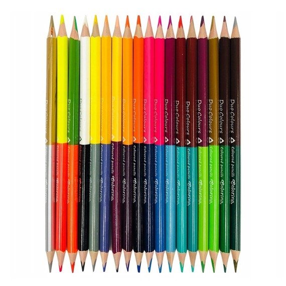 Double ended triangular coloured pencils 18 pcs. / 36 colours Colorino Kids 68512PTR