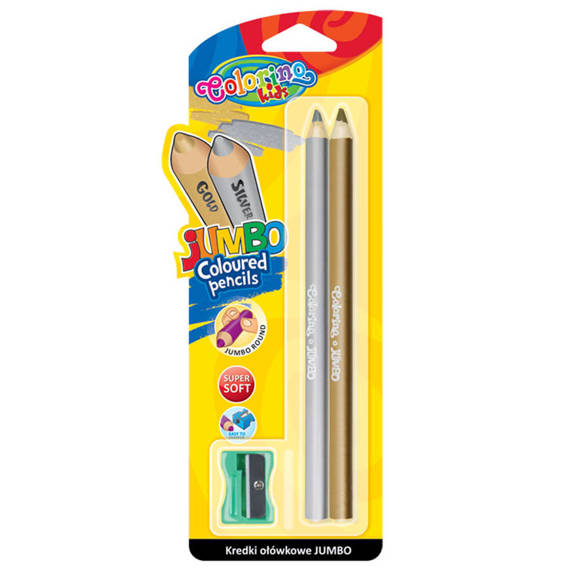 JUMBO round coloured pencils 17,5 cm 12 colours with sharpener  Colorino Kids 33107PTR