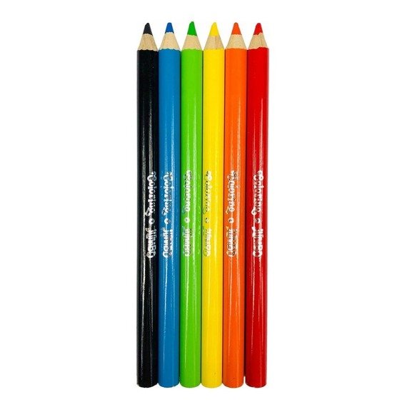 JUMBO round coloured pencils 17,5 cm 6 colours with sharpener Colorino Kids 33084PTR 