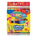 Double ended triangular coloured pencils 18 pcs. / 36 colours Colorino Kids 68512PTR