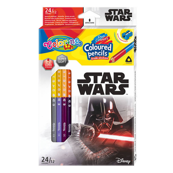 Double ended triangular coloured pencils 12 pcs. / 24 colours Colorino Kids 33046PTR
