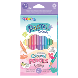 Kredki ołówkowe okrągłe dwukolorowe PASTEL 12 szt / 24 kol. Colorino Kids Pastel 87737PTR