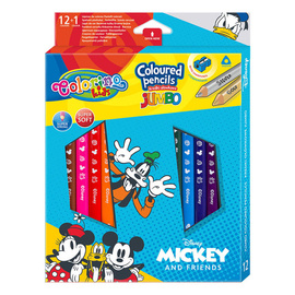 Kredki ołówkowe trójkątne 17,5 cm Jumbo 12 kol. Mickey Mouse Colorino 89861PTR