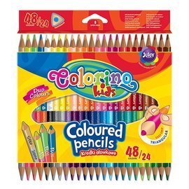 Kredki ołówkowe trójkątne dwukolorowe 24 szt / 48 kol. Colorino Kids 51705PTR