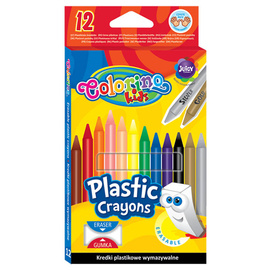 Kredki świecowe okrągłe plastikowe wymazywalne 12 kol. Colorino Kids 91992PTR