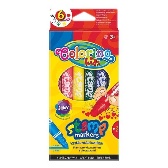 Flamastry dwustronne z pieczątkami 6 kol Colorino Kids 36122PTR