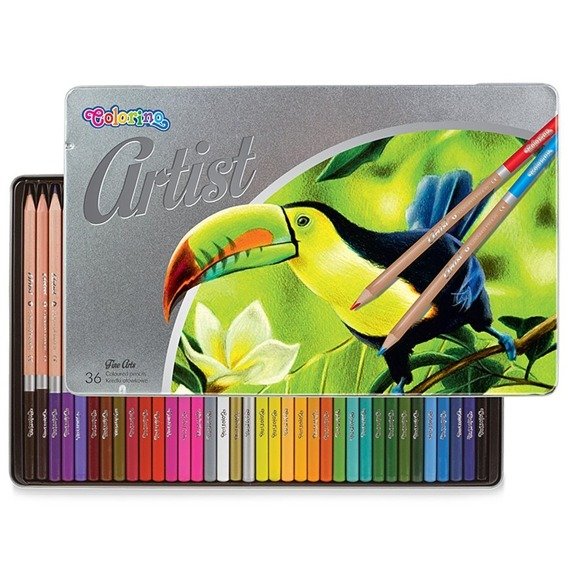 Kredki ołówkowe okrągłe ARTIST 36 kol. Metalowe pudełko Colorino Kids 83270PTR