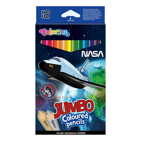 Kredki ołówkowe okrągłe Colorino Jumbo Nasa 21450PTR