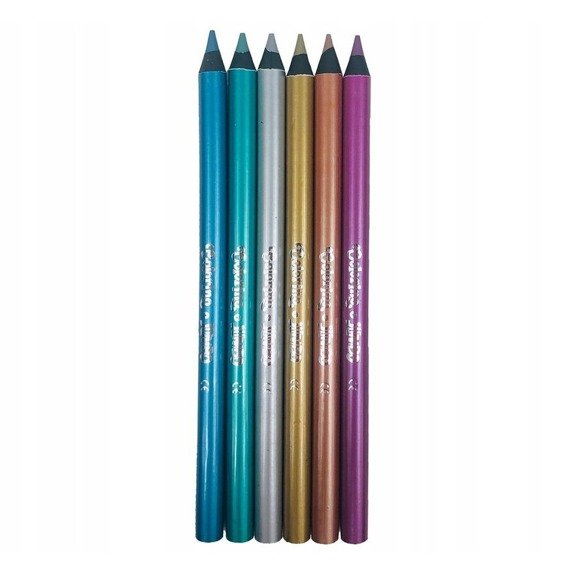 Kredki ołówkowe okrągłe Jumbo 6 kol Metallic + temperówka Colorino Kids 34661PTR