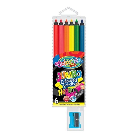 Kredki ołówkowe okrągłe Jumbo 6 kol Neon + tem. Colorino Kids 34654PTR