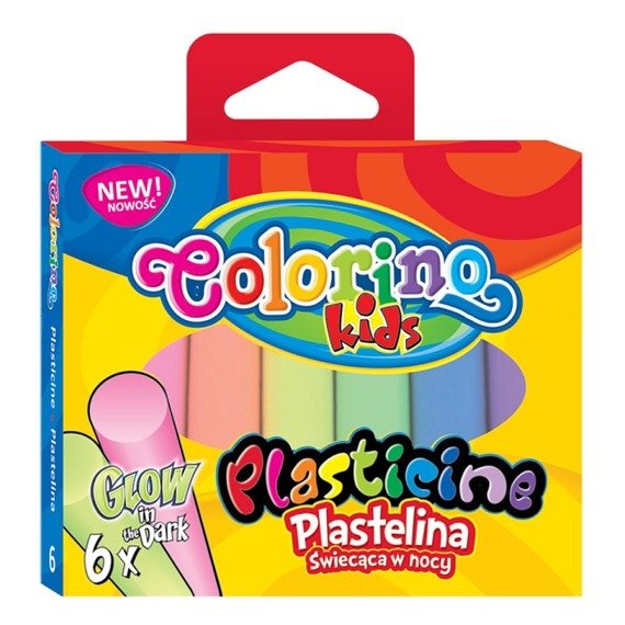 Plastelina 6 kolorów Glow świecąca w ciemności Colorino Kids 42680PTR