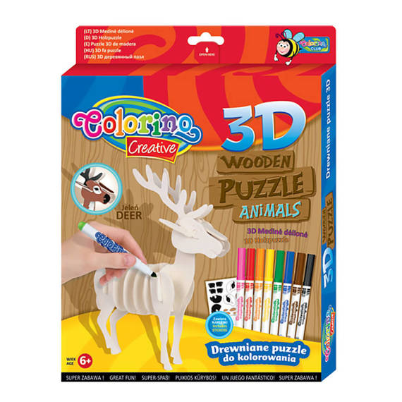 Puzzle drewniane 3D Colorino Kids Jeleń 32490PTR_J